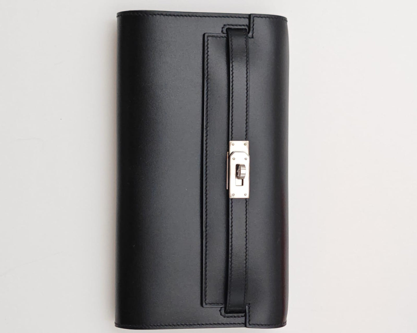 Hermès Kelly Wallet To Go Black Box Calf with Palladium Hardware