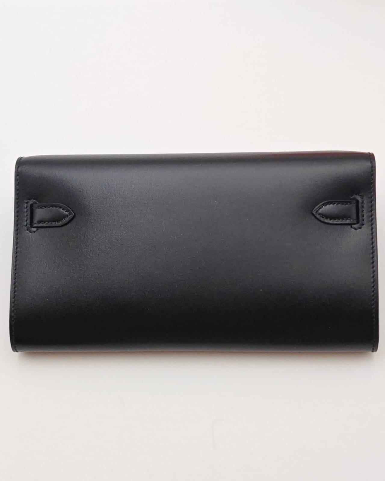 Hermès Kelly Wallet To Go Black Box Calf with Palladium Hardware