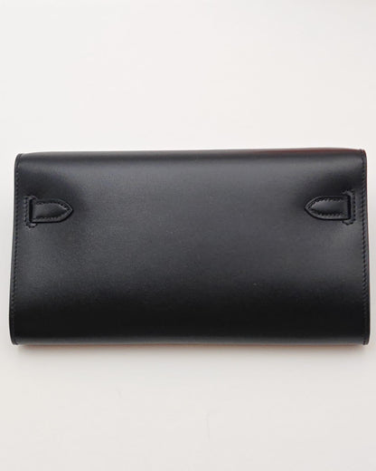Hermès Kelly Wallet To Go Black Box Calf with Palladium Hardware
