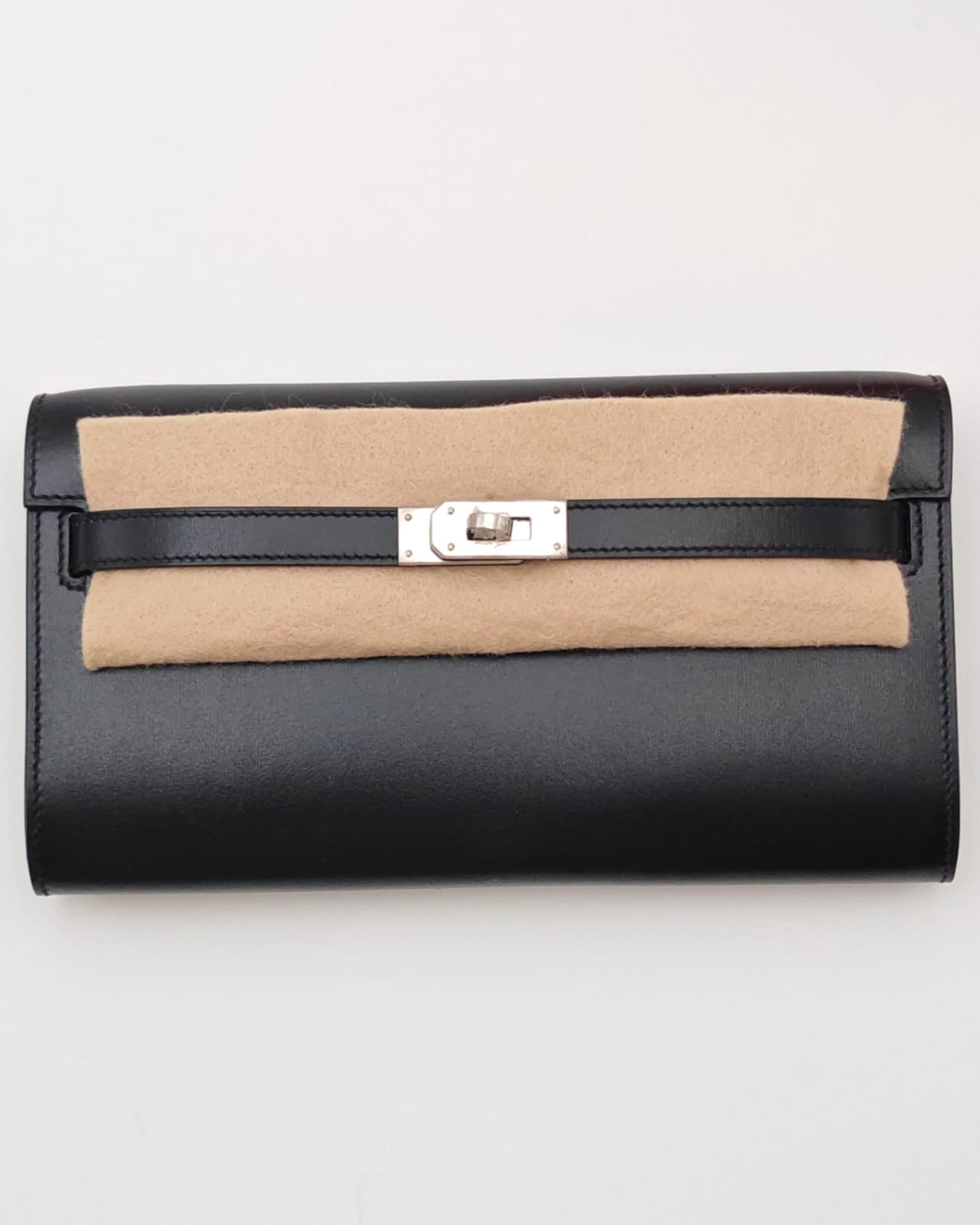 Hermès Kelly Wallet To Go Black Box Calf with Palladium Hardware