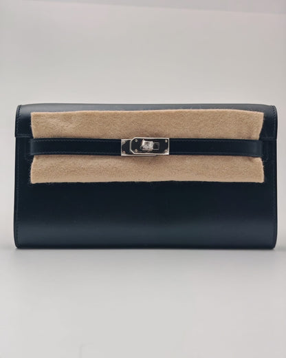 Hermès Kelly Wallet To Go Black Box Calf with Palladium Hardware