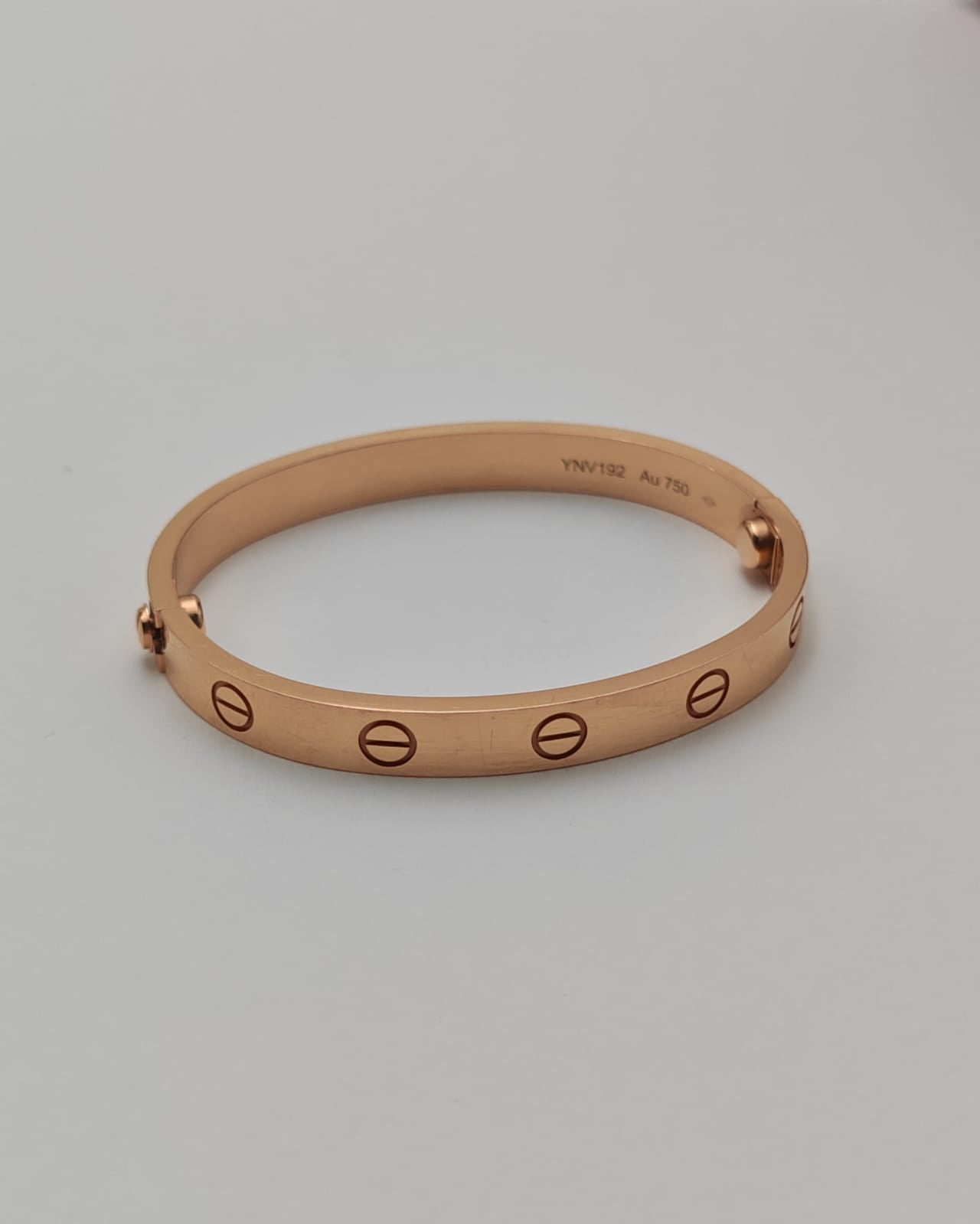 Cartier Love Bracelet – 18K Rose Gold, Size 15
