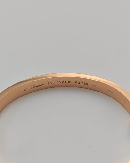 Cartier Love Bracelet – 18K Rose Gold, Size 15
