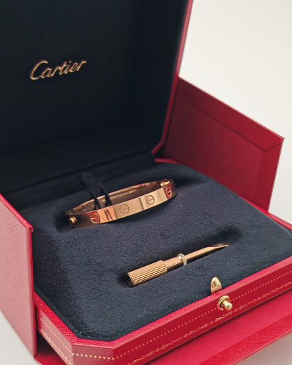 Cartier Love Bracelet – 18K Rose Gold, Size 15