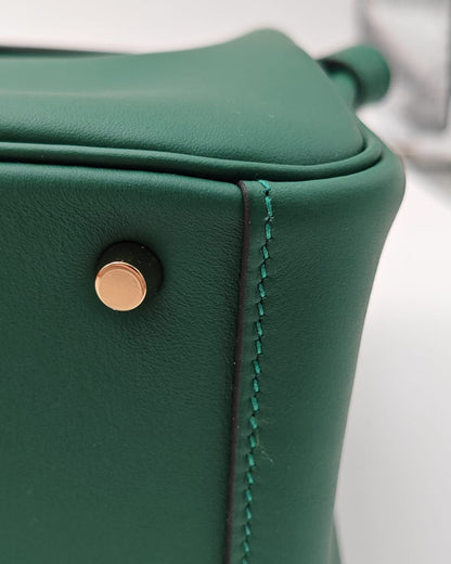 Hermès Mini Lindy – Vert Moyne Swift Leather with Gold Hardware