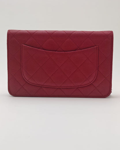 Chanel Wallet on Chain – Red Caviar Leather with Silver Hardware