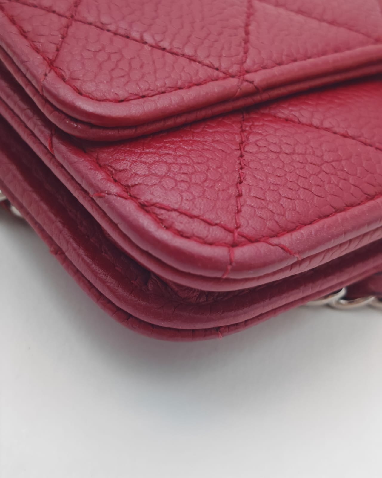 Chanel Wallet on Chain – Red Caviar Leather with Silver Hardware
