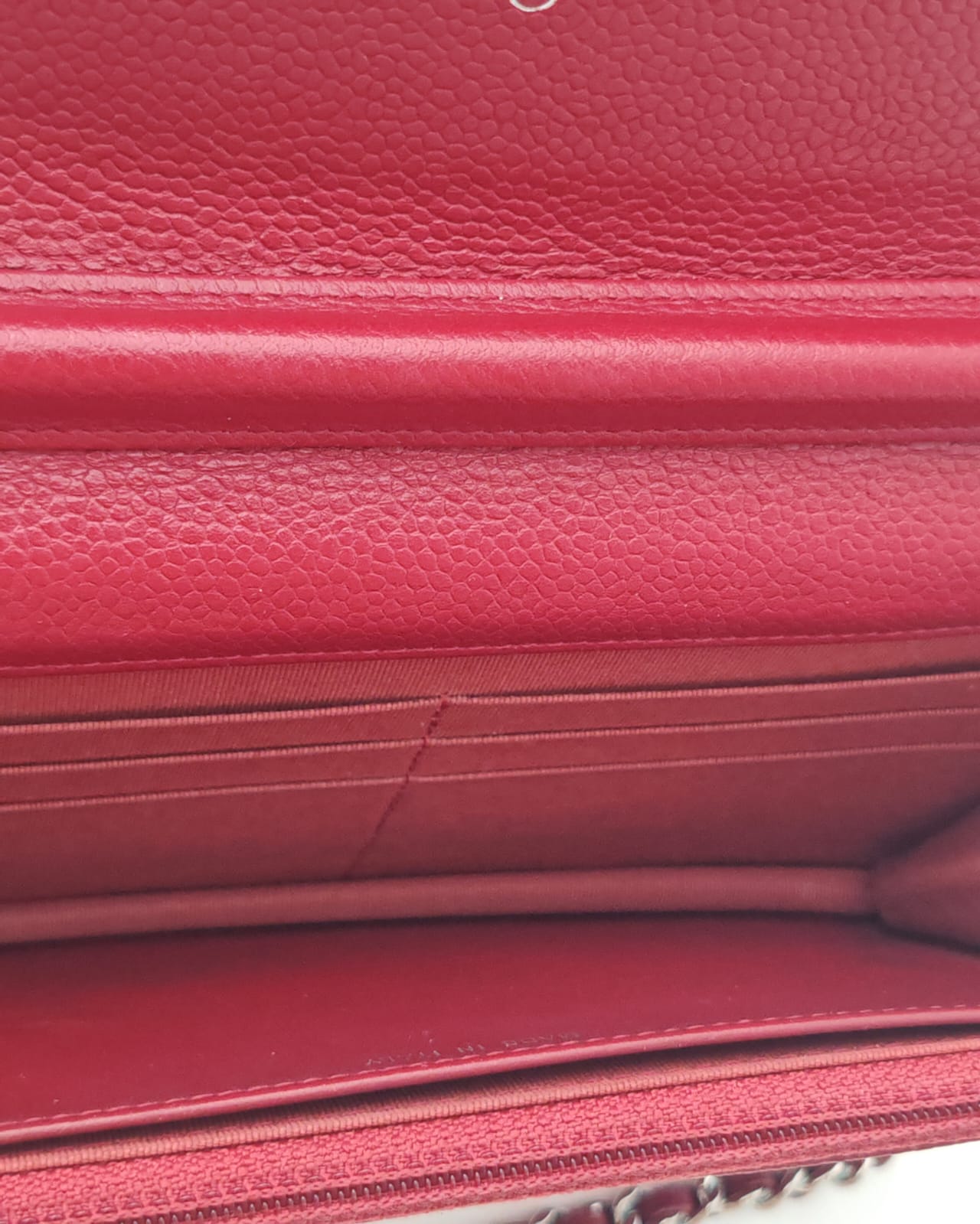 Chanel Wallet on Chain – Red Caviar Leather with Silver Hardware