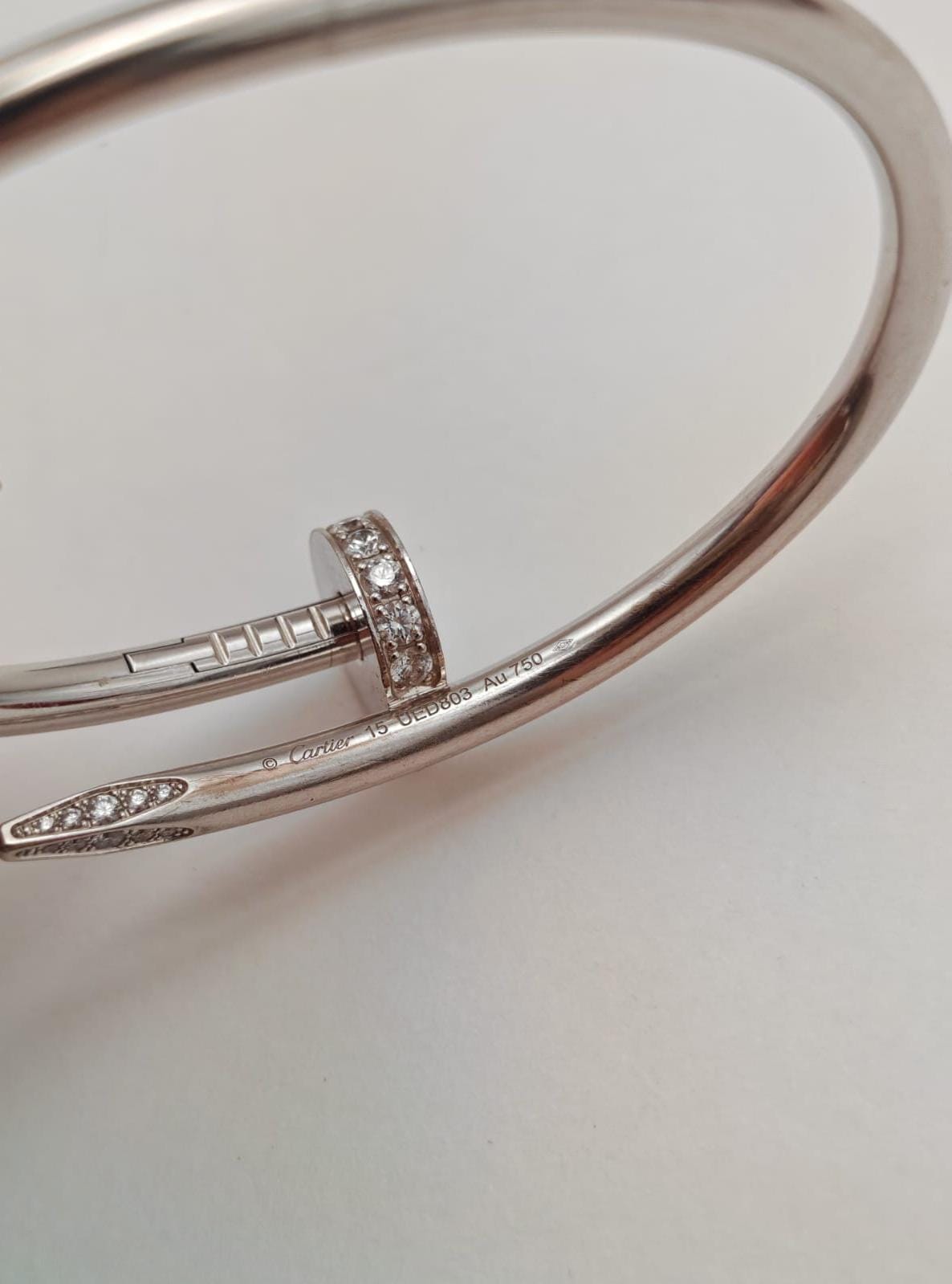 Cartier Juste Un Clou Bracelet classic Model in 18K White Gold with Diamonds – Size 15