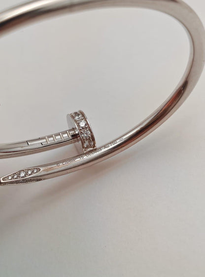 Cartier Juste Un Clou Bracelet classic Model in 18K White Gold with Diamonds – Size 15