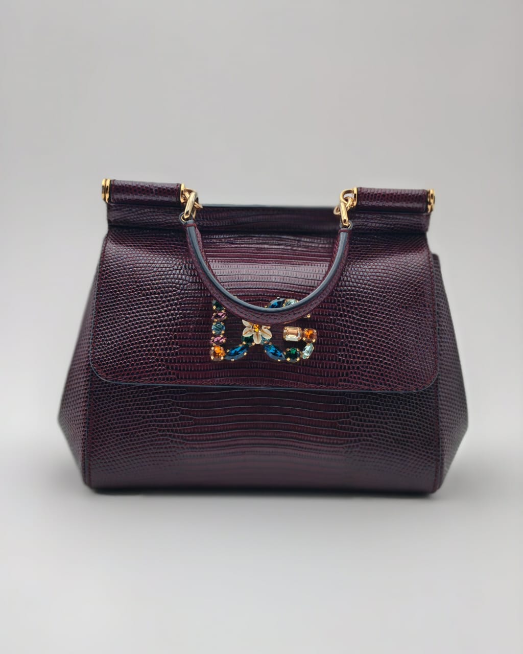 Dolce & Gabbana Sicily Small Crystal-Embellished Top Handle Bag
