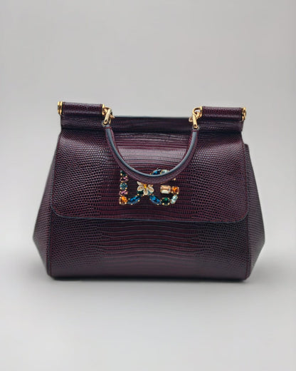 Dolce & Gabbana Sicily Small Crystal-Embellished Top Handle Bag