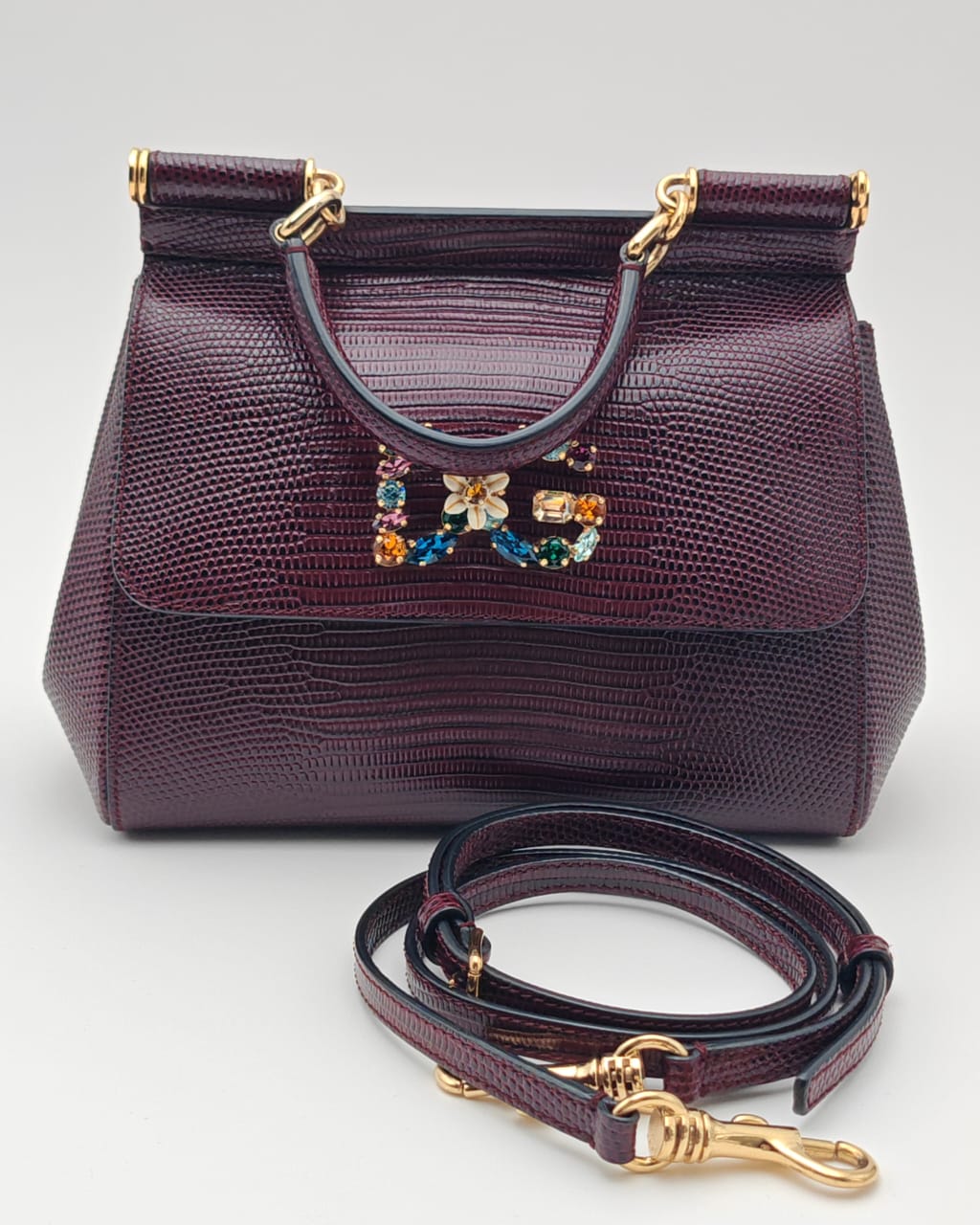 Dolce & Gabbana Sicily Small Crystal-Embellished Top Handle Bag