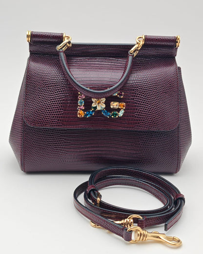 Dolce & Gabbana Sicily Small Crystal-Embellished Top Handle Bag
