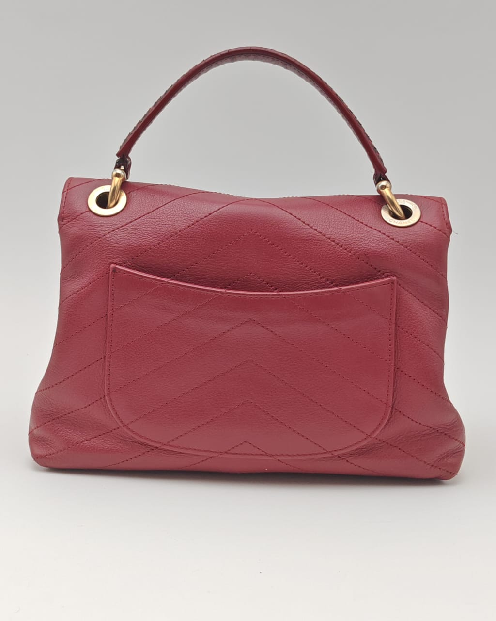 Chanel Top Handle Bag – Burgundy Chevron with Python Handle