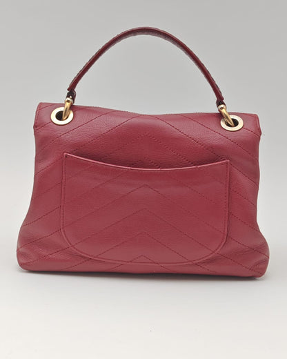 Chanel Top Handle Bag – Burgundy Chevron with Python Handle