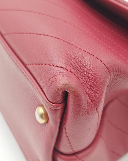 Chanel Top Handle Bag – Burgundy Chevron with Python Handle