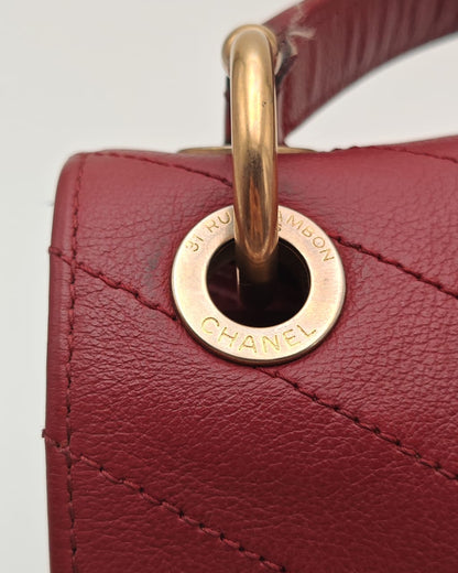 Chanel Top Handle Bag – Burgundy Chevron with Python Handle