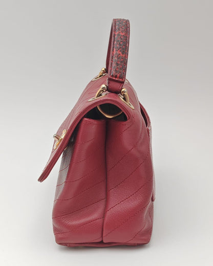 Chanel Top Handle Bag – Burgundy Chevron with Python Handle