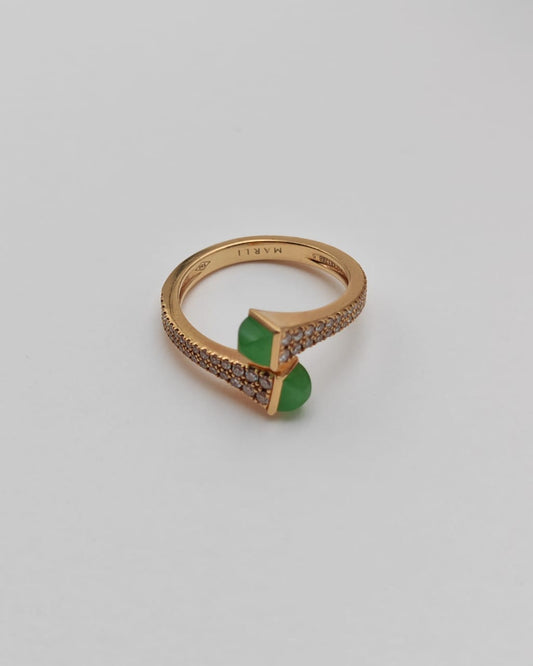 MARLI Cleo Ring – Malachite & Diamonds ( Size 6 )