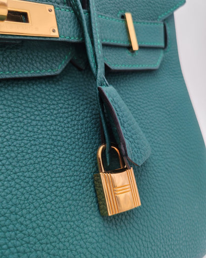 HERMÈS BIRKIN 30 BAG MALACHITE TOGO GOLD HARDWARE