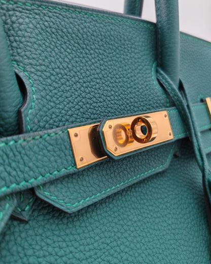 HERMÈS BIRKIN 30 BAG MALACHITE TOGO GOLD HARDWARE