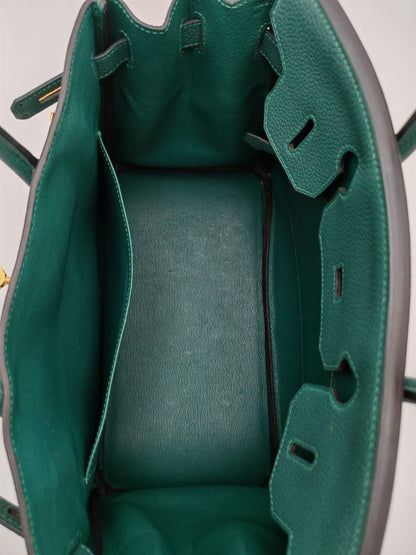 HERMÈS BIRKIN 30 BAG MALACHITE TOGO GOLD HARDWARE