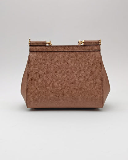 DOLCE & GABBANA SICILY MEDIUM BAG – BROWN DAUPHINE LEATHER