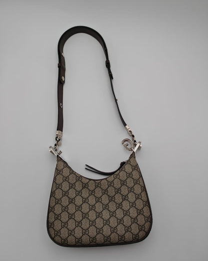 Gucci GG Supreme Monogram Textured Calfskin Web Small Attached