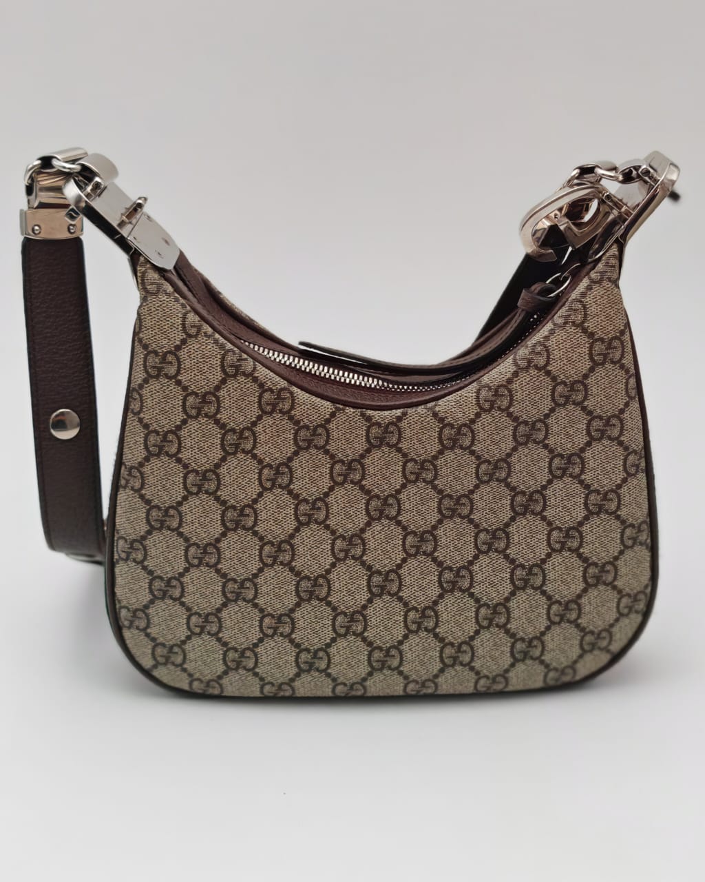 Gucci GG Supreme Monogram Textured Calfskin Web Small Attached