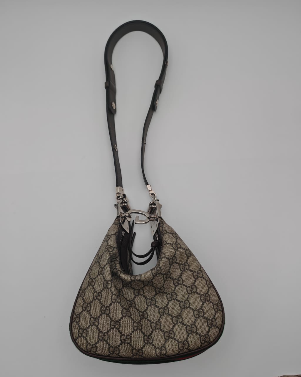 Gucci GG Supreme Monogram Textured Calfskin Web Small Attached