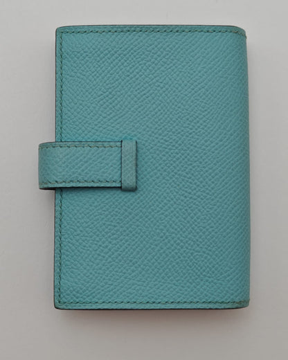 Hermès Béarn Compact Wallet – Blue Togo Leather with Gold H Clasp