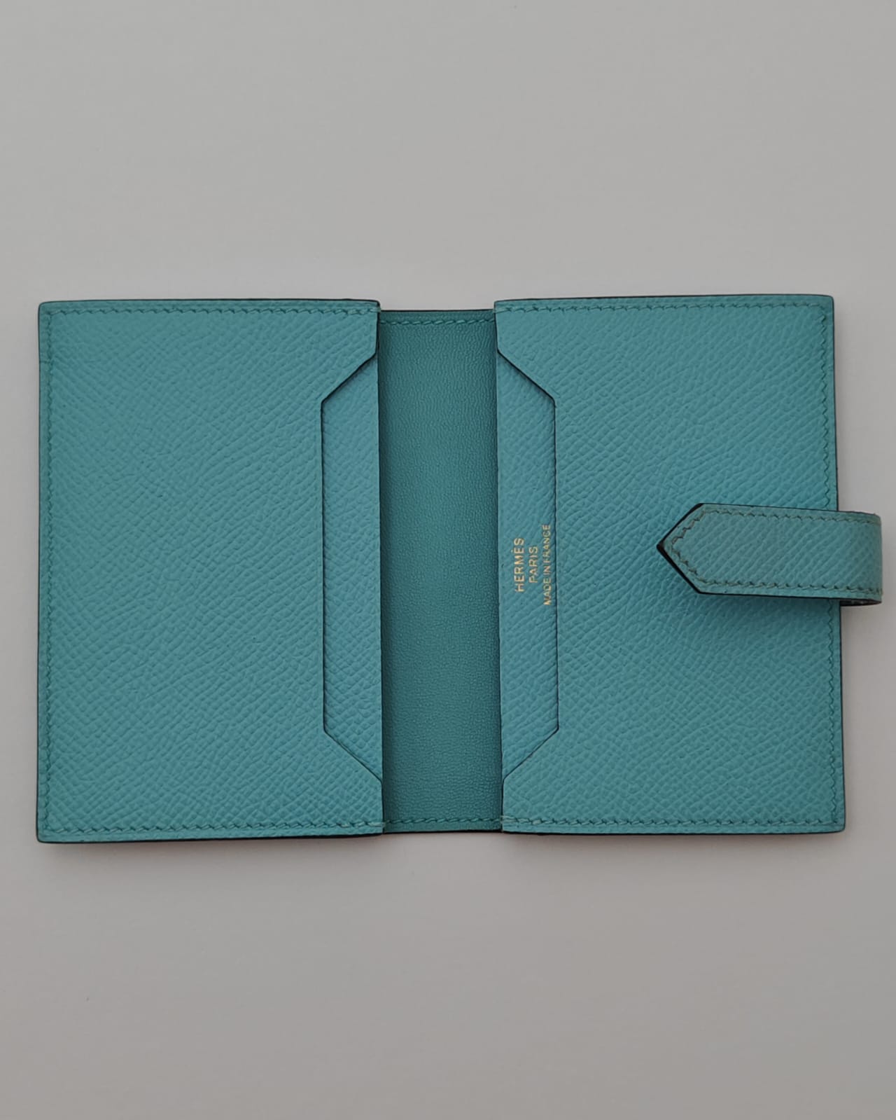 Hermès Béarn Compact Wallet – Blue Togo Leather with Gold H Clasp