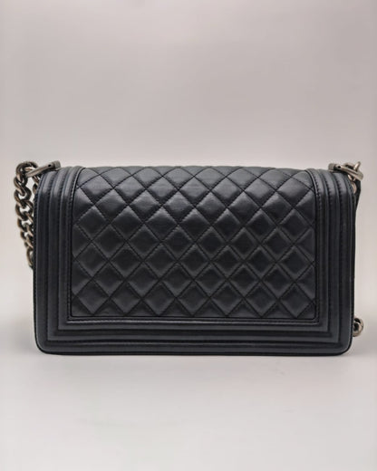 Chanel Boy Bag – Black Quilted Calfskin with Aged Ruthenium Hardware