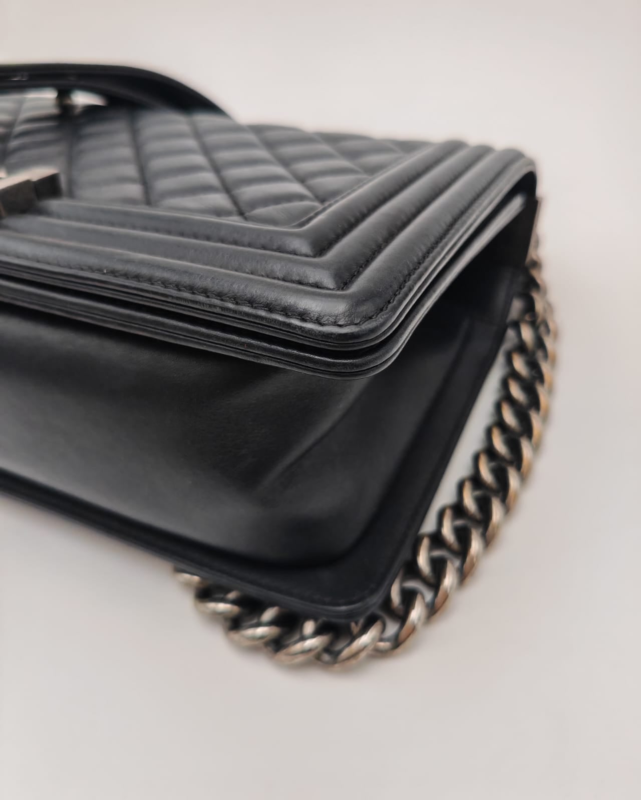 Chanel Boy Bag – Black Quilted Calfskin with Aged Ruthenium Hardware