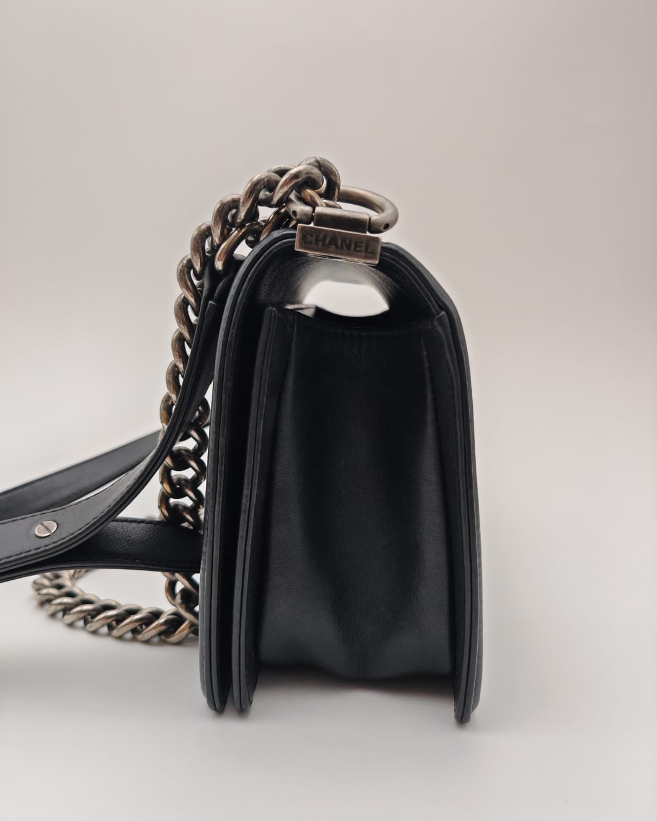 Chanel Boy Bag – Black Quilted Calfskin with Aged Ruthenium Hardware