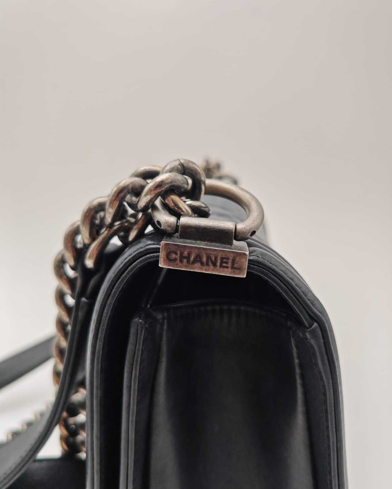 Chanel Boy Bag – Black Quilted Calfskin with Aged Ruthenium Hardware