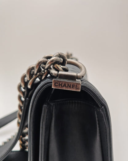 Chanel Boy Bag – Black Quilted Calfskin with Aged Ruthenium Hardware
