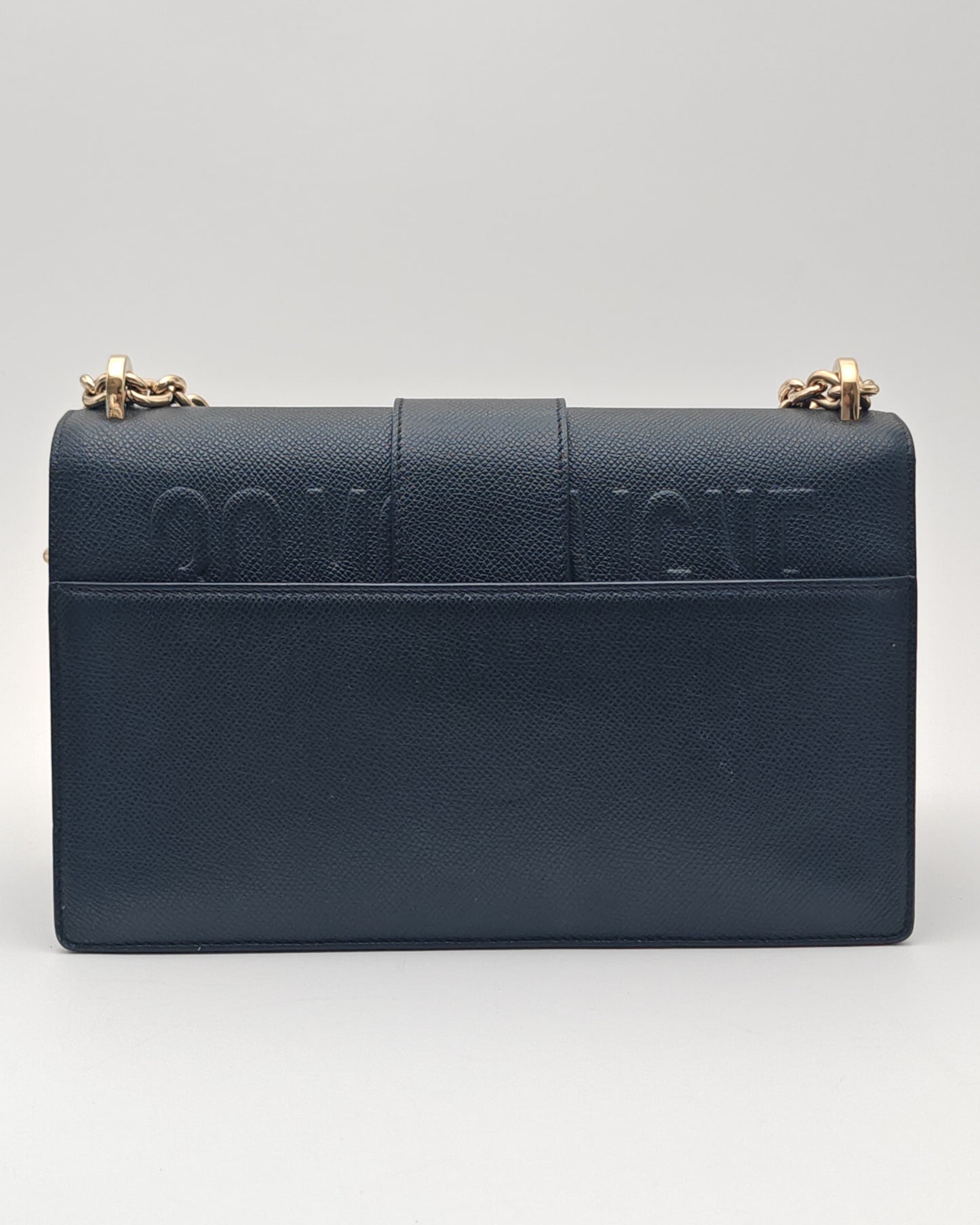 Christian Dior 30 Montaigne Bag in Black Grained Calfskin with Gold Hardware