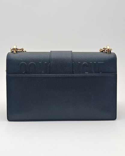 Christian Dior 30 Montaigne Bag in Black Grained Calfskin with Gold Hardware