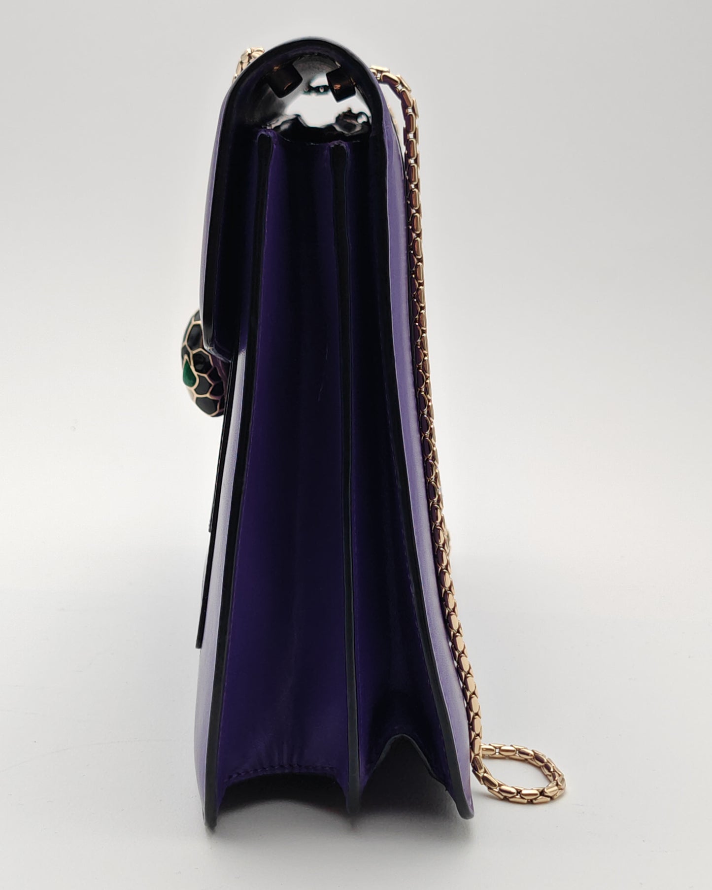 Bvlgari Serpenti Forever Shoulder Bag in Purple Smooth Leather with Gold Hardware
