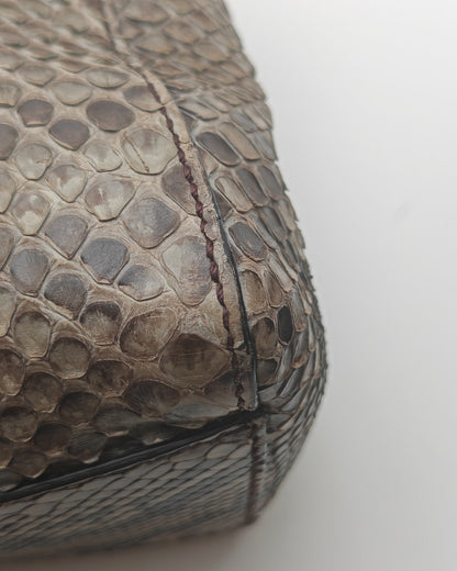 Fendi Mini Peekaboo Bag in Brown Python with Gold Hardware.