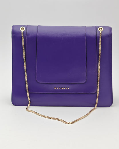 Bvlgari Serpenti Forever Shoulder Bag in Purple Smooth Leather with Gold Hardware