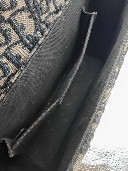 Christian Dior 30 Montaigne Box Bag in Blue Oblique Canvas with Gold Hardware