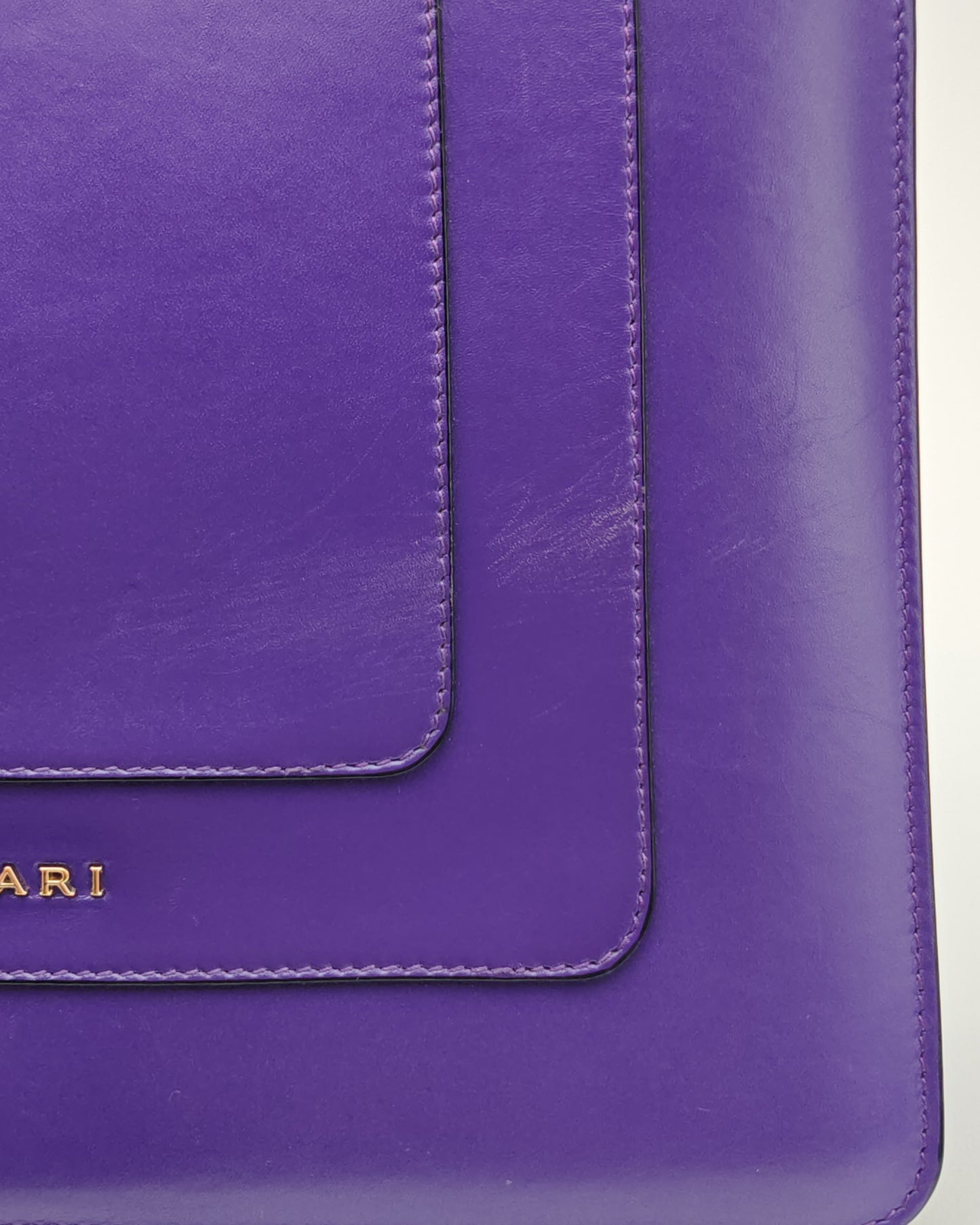 Bvlgari Serpenti Forever Shoulder Bag in Purple Smooth Leather with Gold Hardware
