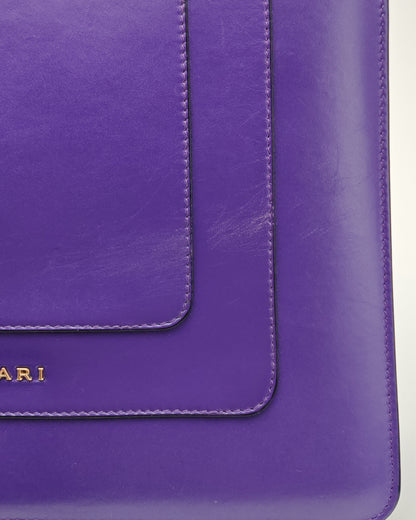 Bvlgari Serpenti Forever Shoulder Bag in Purple Smooth Leather with Gold Hardware