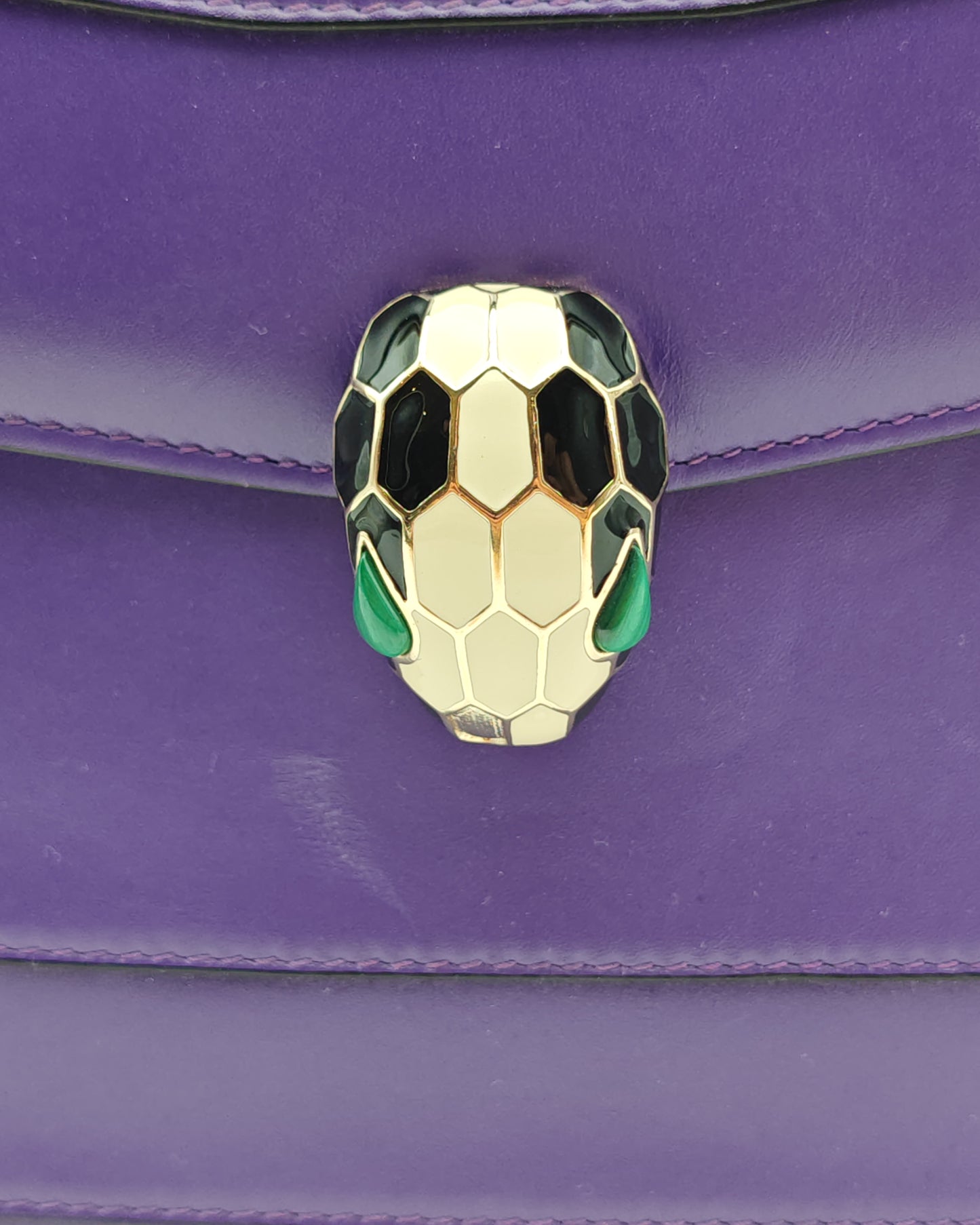 Bvlgari Serpenti Forever Shoulder Bag in Purple Smooth Leather with Gold Hardware