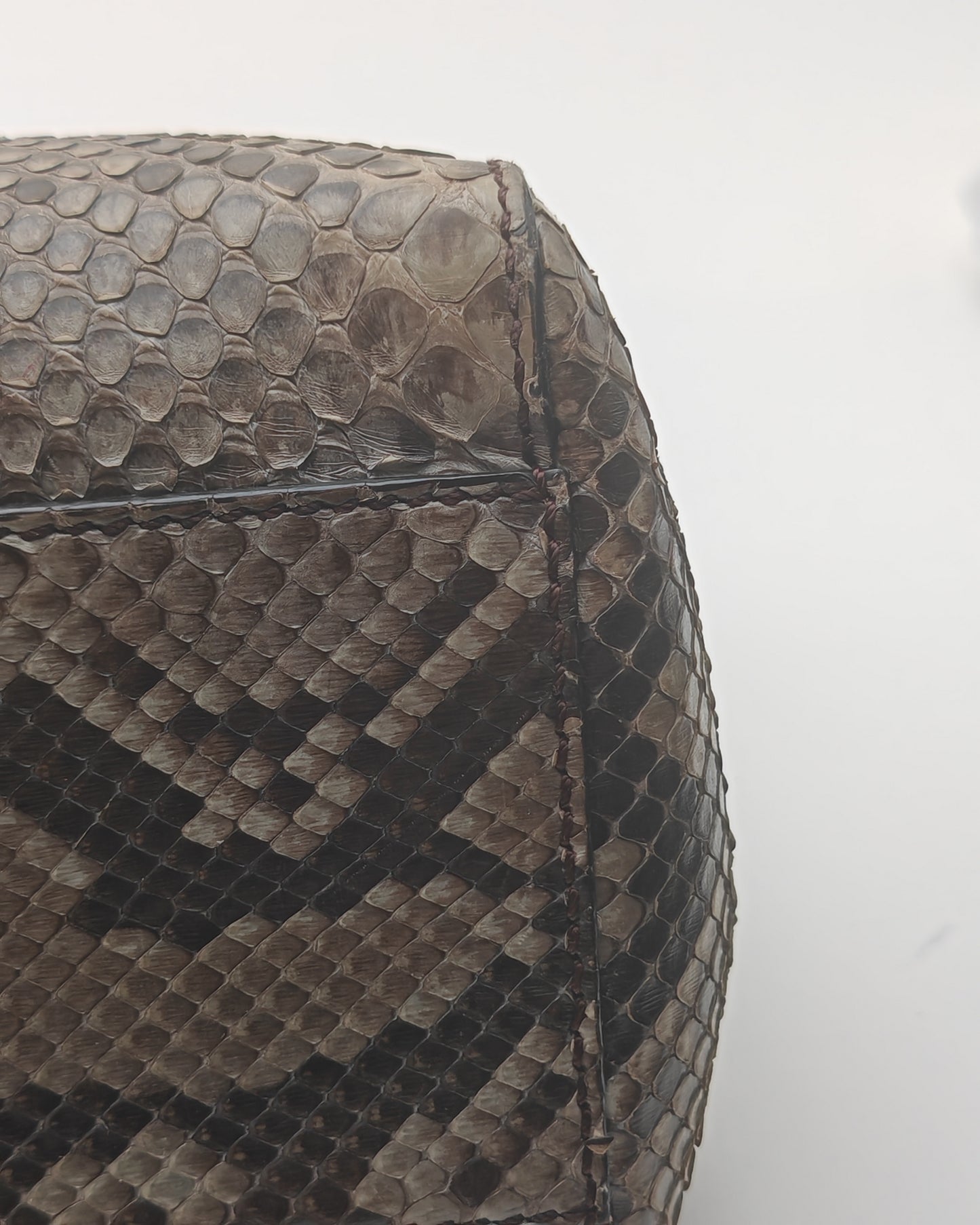 Fendi Mini Peekaboo Bag in Brown Python with Gold Hardware.