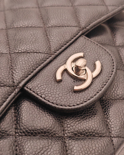 Chanel Classic Flap Bag – Jumbo Black Caviar Leather with Silver Hardware