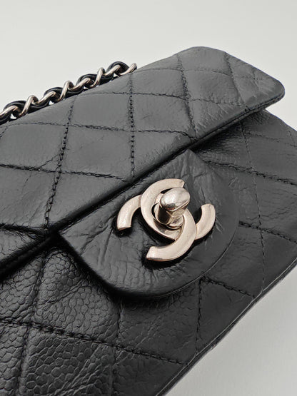 Chanel Classic Mini Flap Bag in Black Caviar with Silver Hardware